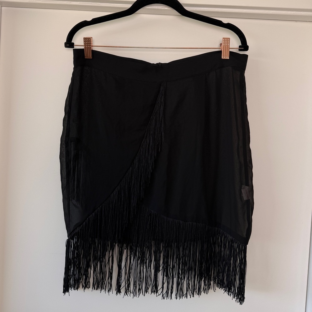 Elegant Black Fringe sheer Skirt